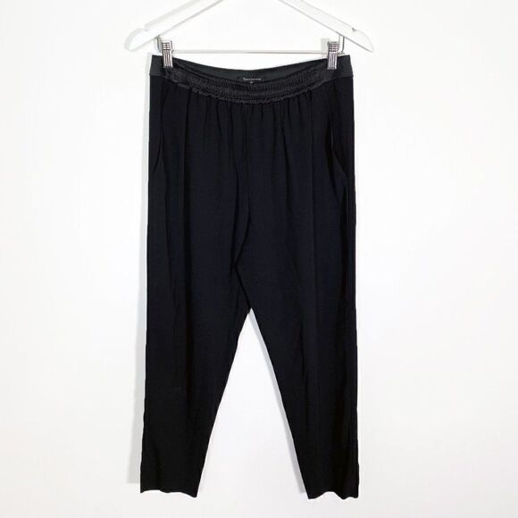 CLEARANCE Tara Jarmon Black Pull On Pants with Satin Elastic Waistband - Picture 1 of 7
